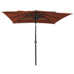 vidaXL Umbrelă de soare 3 niveluri, stâlp aluminiu cărămiziu 2,5x2,5 m