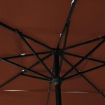 vidaXL Umbrelă de soare 3 niveluri, stâlp aluminiu cărămiziu 2,5x2,5 m