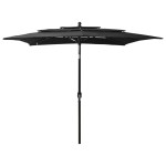 vidaXL Umbrelă de soare 3 niveluri, stâlp aluminiu, negru, 2,5x2,5 m vidaXL Umbrelă de soare 3 niveluri, stâlp aluminiu, negru, 2,5x2,5 m