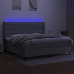 vidaXL Pat cu arcuri, saltea și LED, gri deschis, 200x200 cm, textil
