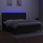 vidaXL Pat cu arcuri, saltea și LED, negru, 200x200 cm, textil