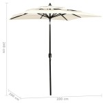 vidaXL Umbrelă grădină 3 niveluri, stâlp din aluminiu, nisipiu, 2x2 m