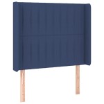 vidaXL Pat cu arcuri, saltea și LED, albastru, 90x190 cm, textil