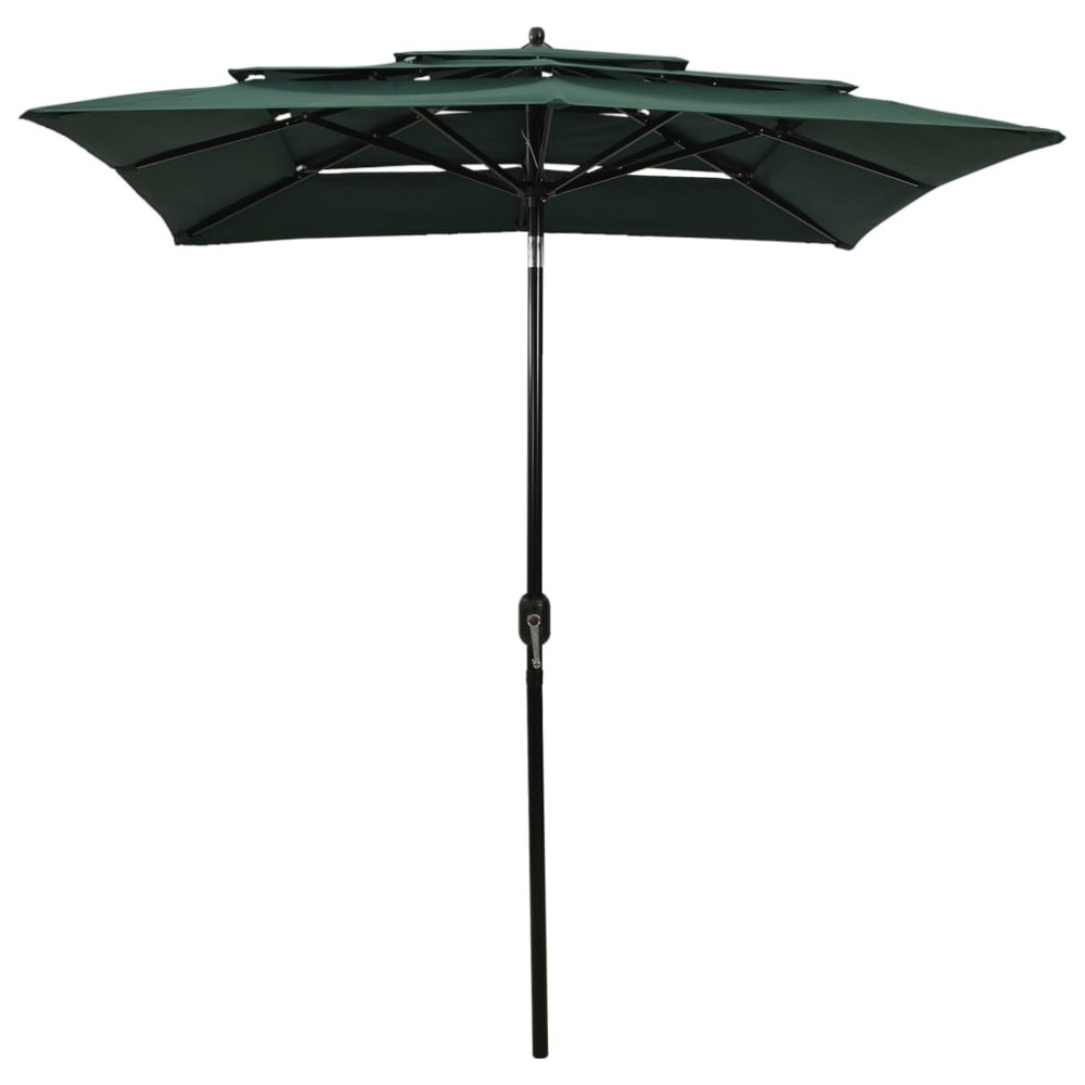 vidaXL Umbrelă grădină 3 niveluri, stâlp din aluminiu, verde, 2x2 m