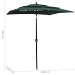 vidaXL Umbrelă grădină 3 niveluri, stâlp din aluminiu, verde, 2x2 m vidaXL Umbrelă grădină 3 niveluri, stâlp din aluminiu, verde, 2x2 m
