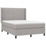 vidaXL Pat cu arcuri, saltea și LED, gri deschis, 140x200 cm, textil