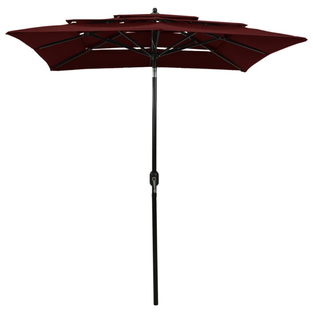vidaXL Umbrelă grădină 3 niveluri, stâlp aluminiu, roșu bordo, 2x2 m