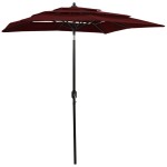 vidaXL Umbrelă grădină 3 niveluri, stâlp aluminiu, roșu bordo, 2x2 m vidaXL Umbrelă grădină 3 niveluri, stâlp aluminiu, roșu bordo, 2x2 m