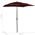 vidaXL Umbrelă grădină 3 niveluri, stâlp aluminiu, roșu bordo, 2x2 m vidaXL Umbrelă grădină 3 niveluri, stâlp aluminiu, roșu bordo, 2x2 m