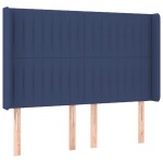 vidaXL Pat cu arcuri, saltea și LED, albastru, 140x200 cm, textil
