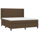 vidaXL Pat cu arcuri, saltea și LED, maro închis, 160x200 cm, textil vidaXL Pat cu arcuri, saltea și LED, maro închis, 160x200 cm, textil