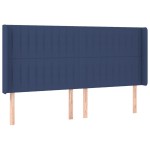 vidaXL Pat cu arcuri, saltea și LED, albastru, 180x200 cm, textil