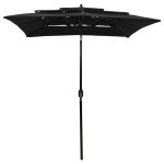 vidaXL Umbrelă de grădină cu 3 niveluri, stâlp aluminiu, negru, 2x2 m vidaXL Umbrelă de grădină cu 3 niveluri, stâlp aluminiu, negru, 2x2 m