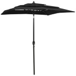 vidaXL Umbrelă de grădină cu 3 niveluri, stâlp aluminiu, negru, 2x2 m vidaXL Umbrelă de grădină cu 3 niveluri, stâlp aluminiu, negru, 2x2 m