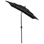 vidaXL Umbrelă de grădină cu 3 niveluri, stâlp aluminiu, negru, 2x2 m vidaXL Umbrelă de grădină cu 3 niveluri, stâlp aluminiu, negru, 2x2 m