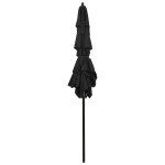 vidaXL Umbrelă de grădină cu 3 niveluri, stâlp aluminiu, negru, 2x2 m vidaXL Umbrelă de grădină cu 3 niveluri, stâlp aluminiu, negru, 2x2 m