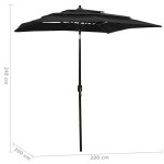 vidaXL Umbrelă de grădină cu 3 niveluri, stâlp aluminiu, negru, 2x2 m vidaXL Umbrelă de grădină cu 3 niveluri, stâlp aluminiu, negru, 2x2 m
