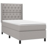 vidaXL Pat cu arcuri, saltea și LED, gri deschis, 80x200 cm, textil vidaXL Pat cu arcuri, saltea și LED, gri deschis, 80x200 cm, textil