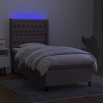 vidaXL Pat cu arcuri, saltea și LED, gri taupe, 80x200 cm, textil