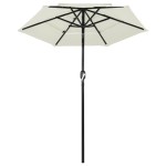 vidaXL Umbrelă de grădină cu 3 niveluri, stâlp aluminiu, nisipiu, 2 m vidaXL Umbrelă de grădină cu 3 niveluri, stâlp aluminiu, nisipiu, 2 m