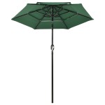 vidaXL Umbrelă de grădină cu 3 niveluri, stâlp aluminiu, verde, 2 m