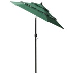 vidaXL Umbrelă de grădină cu 3 niveluri, stâlp aluminiu, verde, 2 m