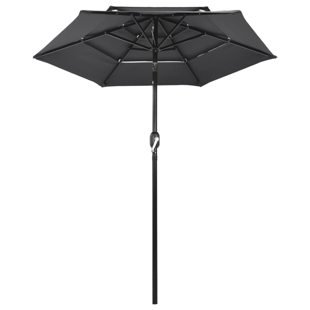 vidaXL Umbrelă de grădină 3 niveluri, stâlp aluminiu, antracit, 2 m
