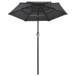 vidaXL Umbrelă de grădină 3 niveluri, stâlp aluminiu, antracit, 2 m vidaXL Umbrelă de grădină 3 niveluri, stâlp aluminiu, antracit, 2 m