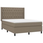 vidaXL Pat cu arcuri, saltea și LED, gri taupe, 140x190 cm, textil vidaXL Pat cu arcuri, saltea și LED, gri taupe, 140x190 cm, textil