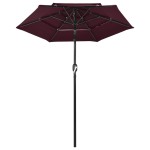vidaXL Umbrelă de grădină 3 niveluri, stâlp aluminiu, roșu bordo, 2 m
