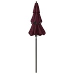 vidaXL Umbrelă de grădină 3 niveluri, stâlp aluminiu, roșu bordo, 2 m