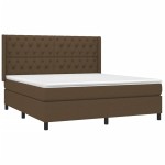vidaXL Pat cu arcuri, saltea și LED, maro închis, 160x200 cm, textil