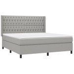 vidaXL Pat cu arcuri, saltea și LED, gri deschis, 180x200 cm, textil