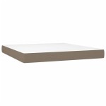 vidaXL Pat cu arcuri, saltea și LED, gri taupe, 180x200 cm, textil