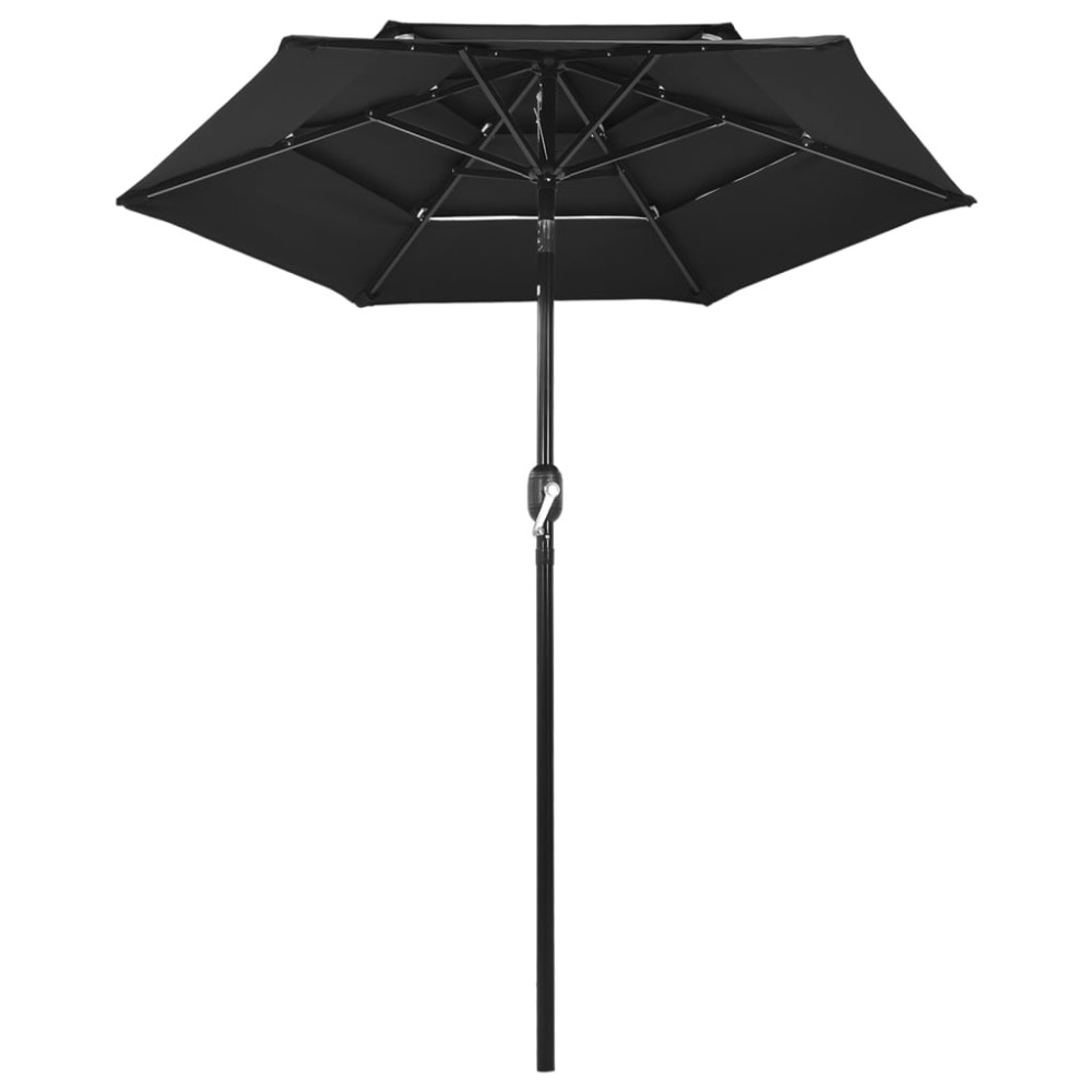vidaXL Umbrelă de grădină cu 3 niveluri, stâlp aluminiu, negru, 2 m