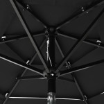 vidaXL Umbrelă de grădină cu 3 niveluri, stâlp aluminiu, negru, 2 m