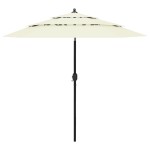 vidaXL Umbrelă de grădină 3 niveluri, stâlp aluminiu, nisipiu, 2,5 m vidaXL Umbrelă de grădină 3 niveluri, stâlp aluminiu, nisipiu, 2,5 m