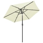 vidaXL Umbrelă de grădină 3 niveluri, stâlp aluminiu, nisipiu, 2,5 m vidaXL Umbrelă de grădină 3 niveluri, stâlp aluminiu, nisipiu, 2,5 m