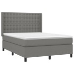 vidaXL Pat cu arcuri, saltea și LED, gri închis, 140x200 cm, textil vidaXL Pat cu arcuri, saltea și LED, gri închis, 140x200 cm, textil