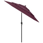 vidaXL Umbrelă grădină 3 niveluri, stâlp aluminiu, roșu bordo, 2,5 m