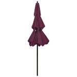 vidaXL Umbrelă grădină 3 niveluri, stâlp aluminiu, roșu bordo, 2,5 m