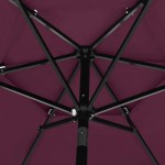 vidaXL Umbrelă grădină 3 niveluri, stâlp aluminiu, roșu bordo, 2,5 m