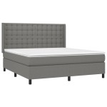 vidaXL Pat cu arcuri, saltea și LED, gri închis, 160x200 cm, textil vidaXL Pat cu arcuri, saltea și LED, gri închis, 160x200 cm, textil