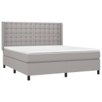 vidaXL Pat cu arcuri, saltea și LED, gri deschis, 180x200 cm, textil