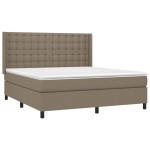 vidaXL Pat cu arcuri, saltea și LED, gri taupe, 180x200 cm, textil