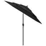 vidaXL Umbrelă de grădină cu 3 niveluri, stâlp aluminiu, negru, 2,5 m vidaXL Umbrelă de grădină cu 3 niveluri, stâlp aluminiu, negru, 2,5 m