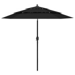 vidaXL Umbrelă de grădină cu 3 niveluri, stâlp aluminiu, negru, 2,5 m vidaXL Umbrelă de grădină cu 3 niveluri, stâlp aluminiu, negru, 2,5 m