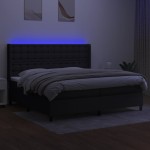 vidaXL Pat cu arcuri, saltea și LED, negru, 200x200 cm, textil