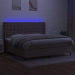 vidaXL Pat cu arcuri, saltea și LED, gri taupe, 200x200 cm, textil