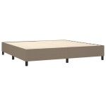 vidaXL Pat cu arcuri, saltea și LED, gri taupe, 200x200 cm, textil